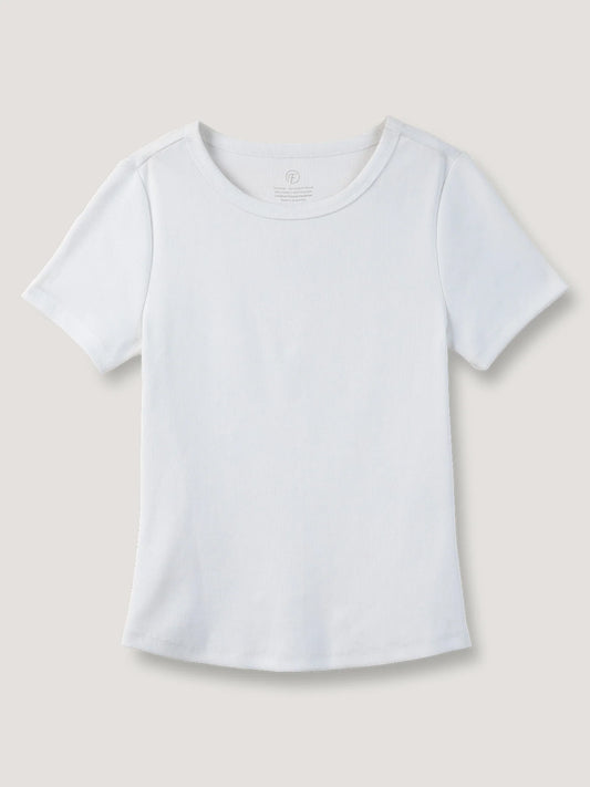 White Ribbed Crew Tee