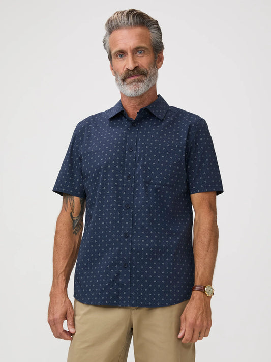 Navy Print All Day Short Sleeve Shirt