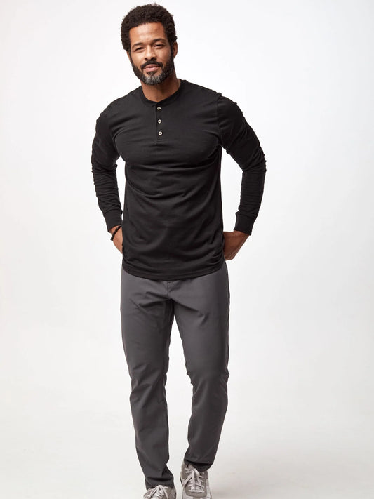 All Black Long Sleeve Henley 3-Pack